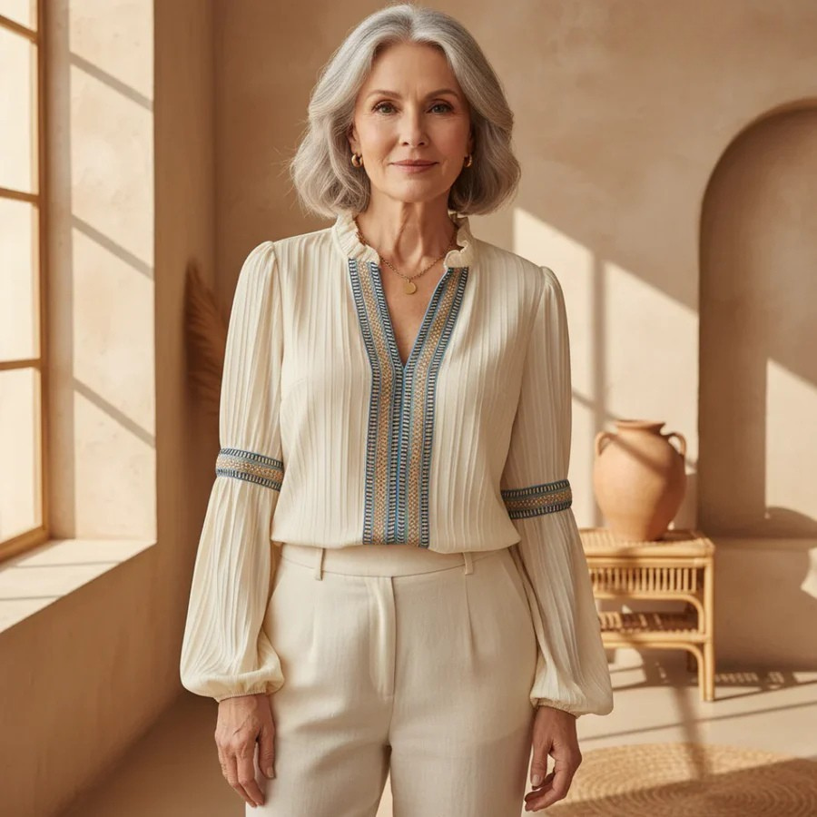 Renata - Stunning V-Neck Blouse