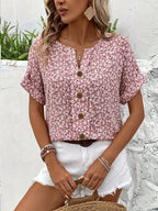 Selestia - Floral Button-Up Blouse